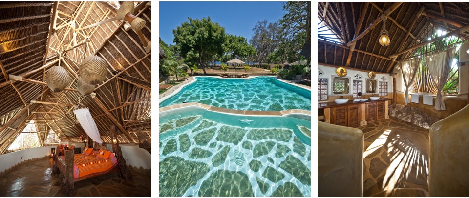 A view over the villa pool to the Indian Ocean